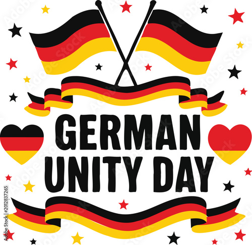 German Unity Day celebration with flags and stars