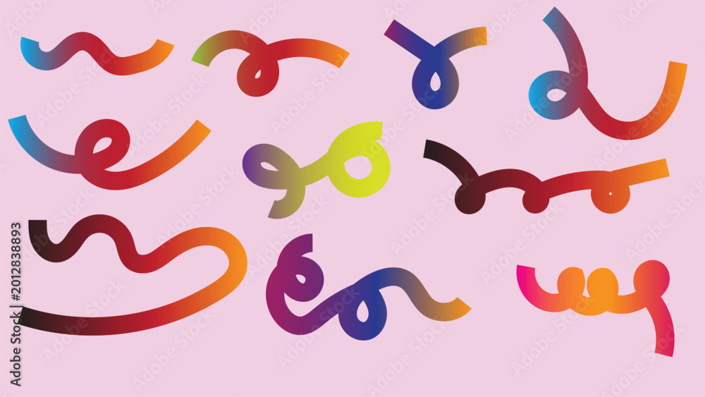 Naklejka premium Colorful abstract wavy line shapes on pink background