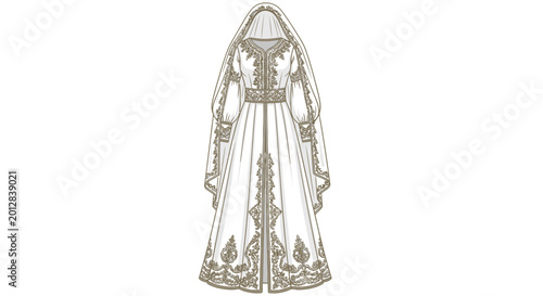 Traditional Long White Arabian Evening Gown.