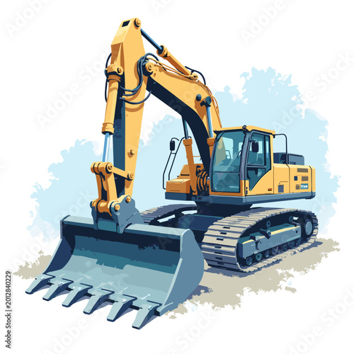 Excavator bucket teeth hydraulic cylinder cutaway