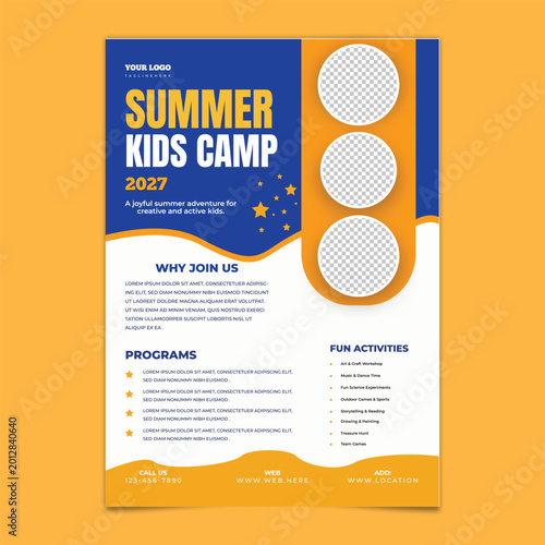 Colorful Kids Summer Camp Promotion Flyer Design