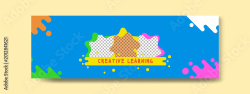 Abstract gradient modern geometric banner template design with splash water element. Suitable for advertising and promotion in social media post, blog, web, cover, header