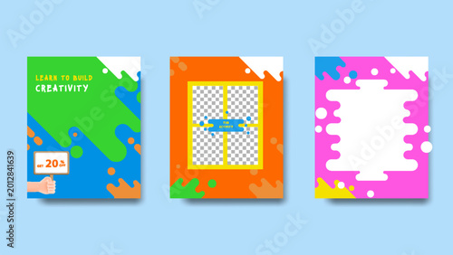 Colorful and playful social media template design with water splash in multiple fun color.