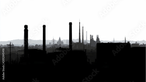 Foto Industrial factory with smokestacks.