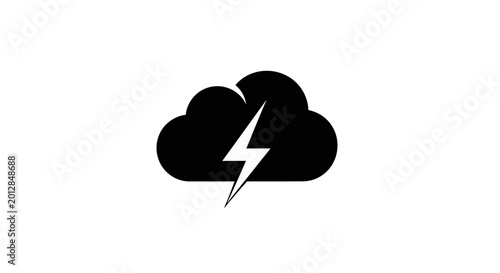 Foto Storm cloud with lightning bolt icon isolated on white