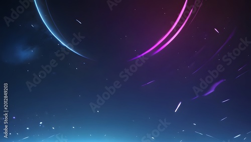 Abstract glowing rings circle dark cosmic expanse with digital particles and nebulae during a futuristic event