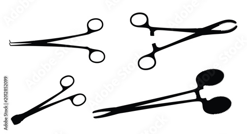 Quadro em tela Surgical instruments collection black silhouette high quality professional