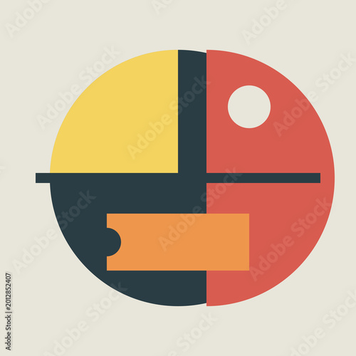 Photos Geometric Bauhaus Style Composition Featuring Abstract Circular Shapes And Bold