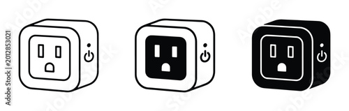 Foto Smart plug vector icons set, wireless electrical socket outlet with power button