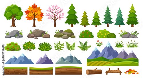 nature elements collection vector illustration with white background