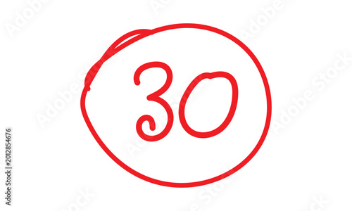 Free Download abstract simple hand drawn red number 30 on circle design. - GFXLoad