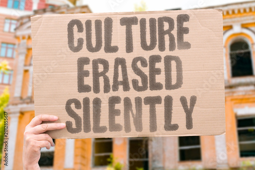 Картината върху платно "Culture Erased Silently" Language extinction simultaneously destroys oral histories traditions and unique worldviews irreversibly