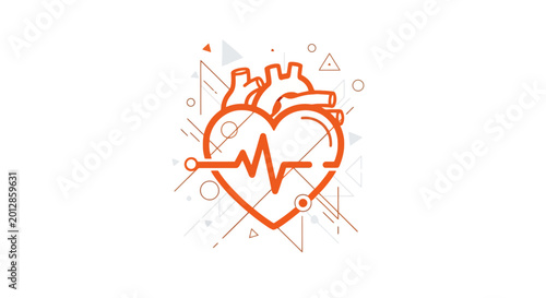 Abstract Medical Illustration of The Human Heart And Its Rhythmic Pulse In Diagnostic Shape