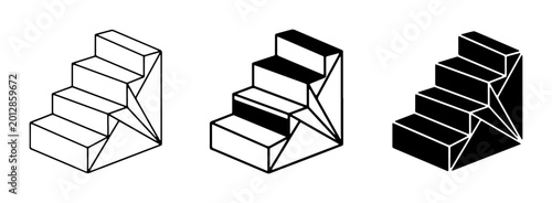 Billede på lærred Geometric Stairs Vector Icons, Minimalist Staircase Steps Set, Isometric Archite