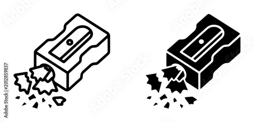 Tableau sur toile Isometric pencil sharpener vector icons, black and white school supplies set, ma