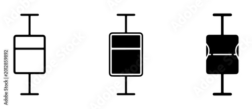 Box plot icons for data visualization, statistical distribution chart symbols, set of 3 black and white vector diagrams for analytics