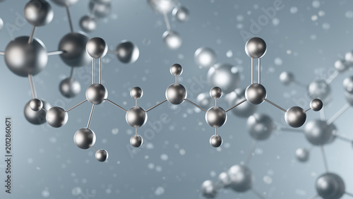 glyphosate molecular structure, 3d model molecule, herbicide structural chemical formula view from a microscope
