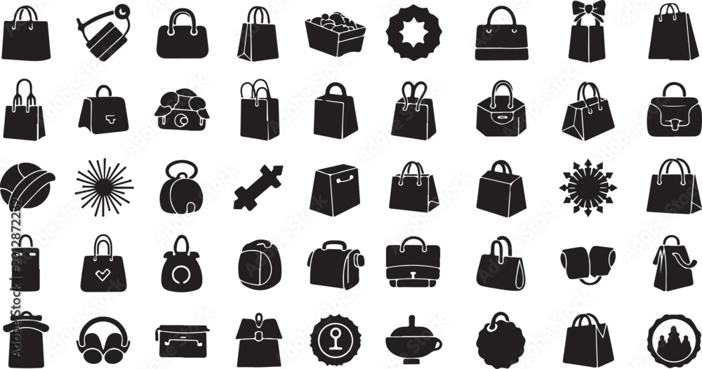 Obraz premium Shopping bags and gift boxes vector icons collection