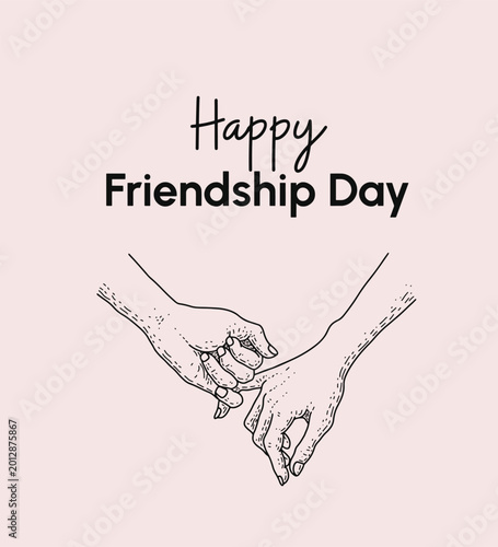 Line drawing of hands pinky promise with friendship day text