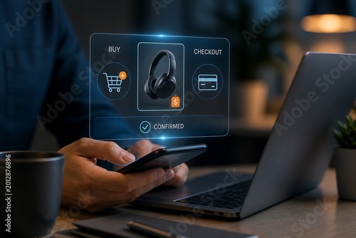 Person using smartphone for online shopping