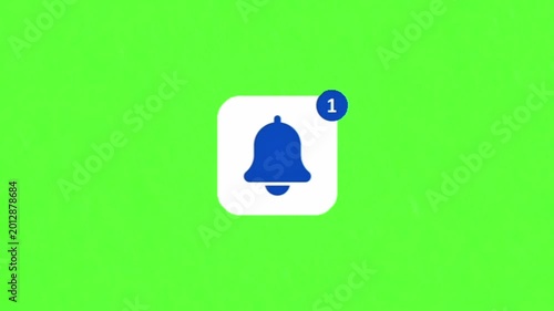 Digital notification bell icon with a new message alert on a vibrant green screen. Representing important updates, social media engagement, and application alerts