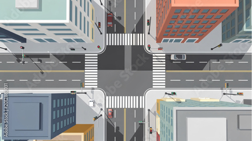 Photography City Street Intersection Crosswalk Asphalt.