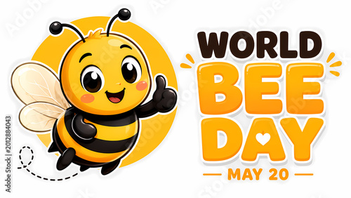World Bee Day concept with happy bee illustration