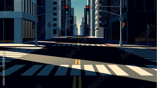 Slika na platnu City street with crosswalk lines.