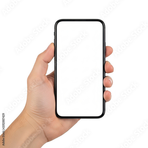 Close up of male hands holding a blank white square card mockup for greeting card design, invitation branding, and social media post isolated on transparent background.