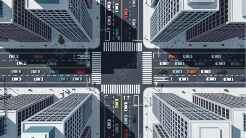 Принти на полотні City Street with Modern Office Buildings.