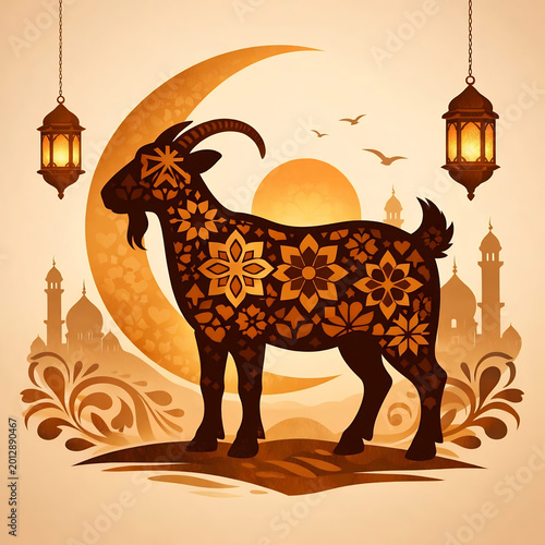 Eid ul adha Qurbani concept islamic art.