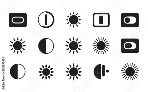Cuadro en lienzo Sun mode and moon mode switch icons collection