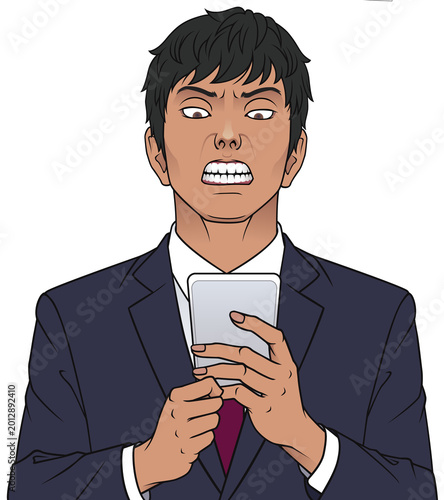 スマホを見て怒る男性　タイプD