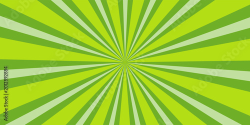 Bright green spiral rays background. Comics, pop art style.