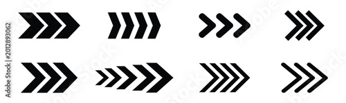 Foto Premium black chevron arrow set for fast forward navigation