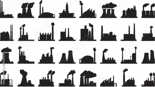 Fotografija Industrial factory silhouettes and cityscapes.