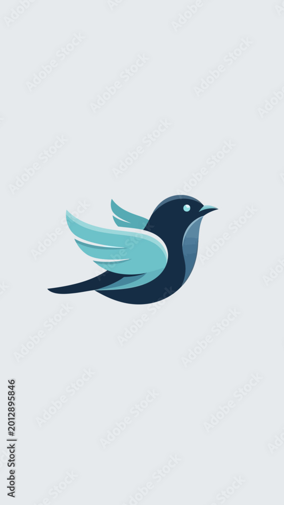 Obraz premium Blue Bird Flying Logo Icon, Simple Vector Illustration