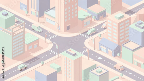 Obraz na płótnie Cityscape with buildings and roads intersection.