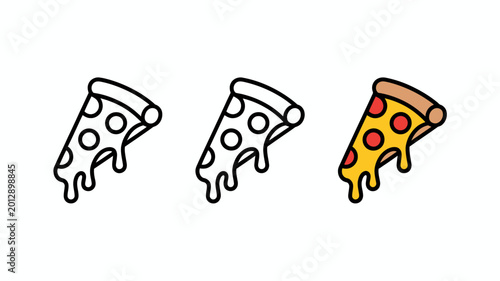pizza slice icons set line art and colored variations on a white background high quality professional
