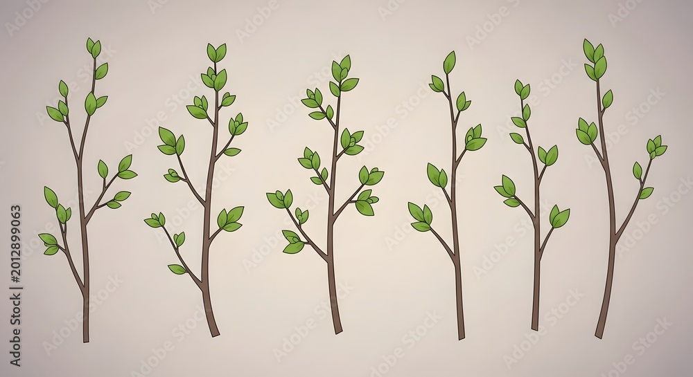 Fototapeta premium Growing Green Plants in a Row for Nature Illustration.