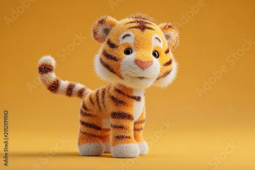 Obraz cute cartoon style 3d tiger 
