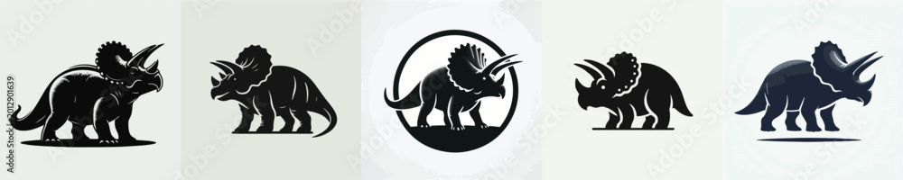 Fototapeta premium Triceratops Silhouette Vector Illustration
