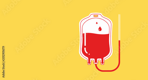 Blood Donation Bag Illustration Against A Yellowish Background, Medical Healthcare Symbol