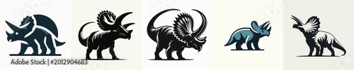 Fotografie Pentaceratops Silhouette Vector Illustration