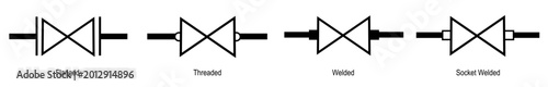 Photos Valve connection symbols for P&ID diagrams featuring flanged, threaded, butt welded, and socket welded types
