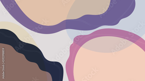 Abstract Background With Hand Drawn Organic Shapes Modern Minimal Style Flat Orange Purple Blue Pastel Colorful Design Vector. Ideal for Social Media Posts, Website Banners, Presentations, Branding 