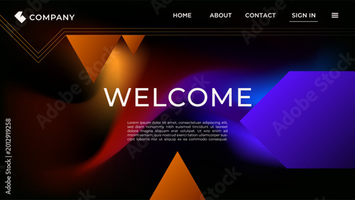 Abstract Dark Background With Landing Page Style Orange Purple Gradient Color Website Design Vector. Ideal for Social Media Posts, Website Banners, Presentations, Branding and Digital Marketing Design