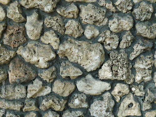 Bild auf Leinwand Natural stone wall with porous rock texture