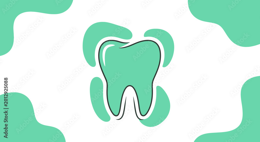 Obraz premium Dental Health Illustration: Clean Tooth Surrounded by Abstract Graphic Design Elements