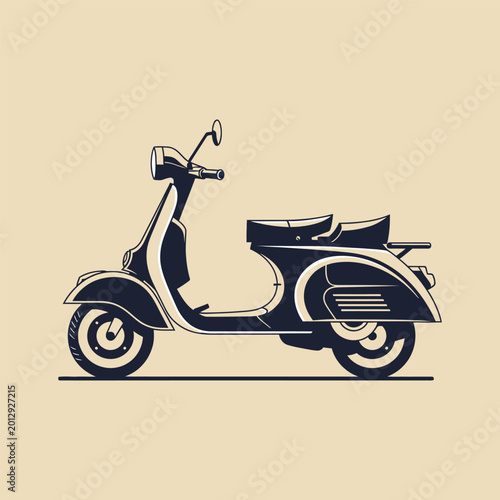 Vintage Classic Scooter Silhouette Side View Illustration